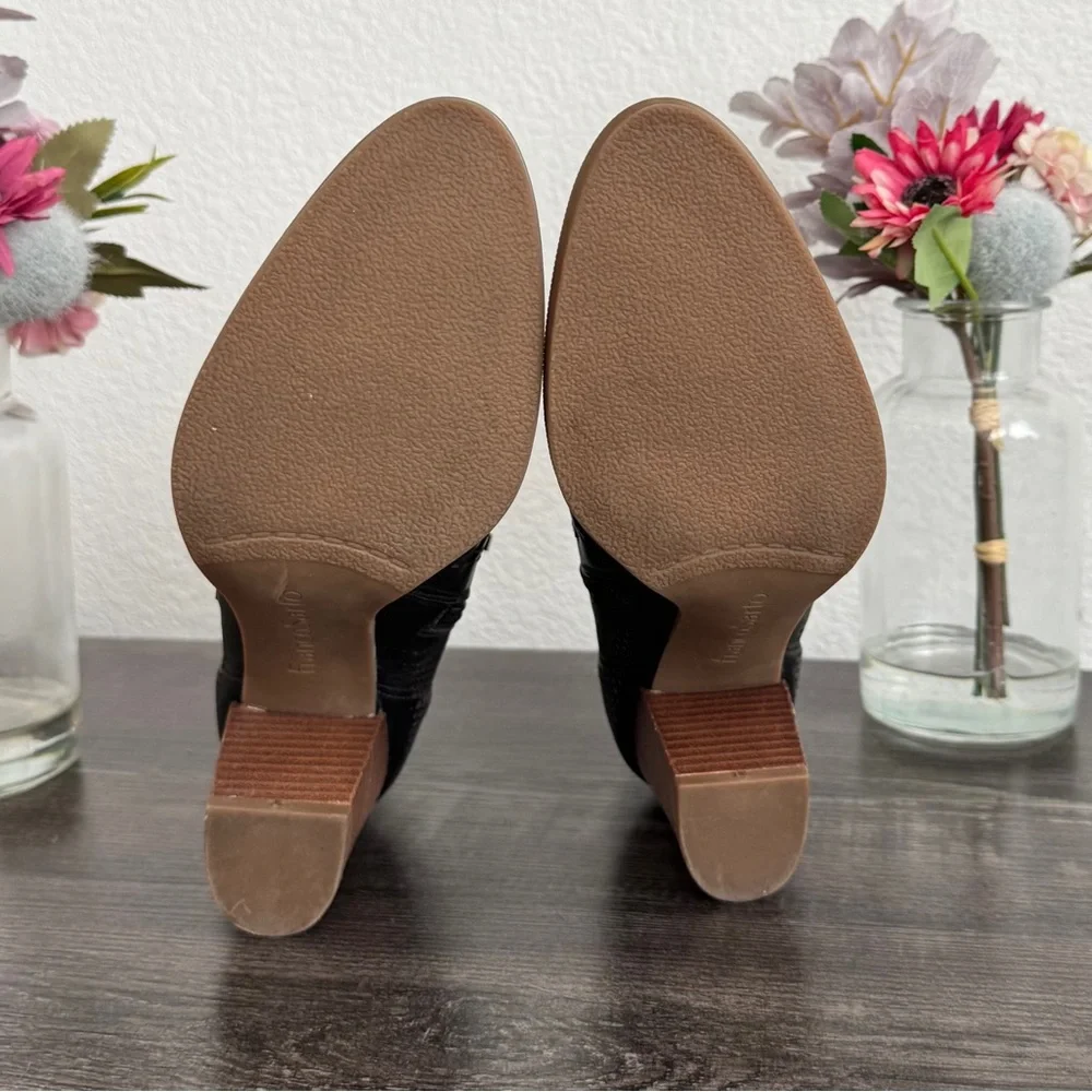 Franco Sarto Black Perforated Leather Ankle Boots - Picture 8 of 8